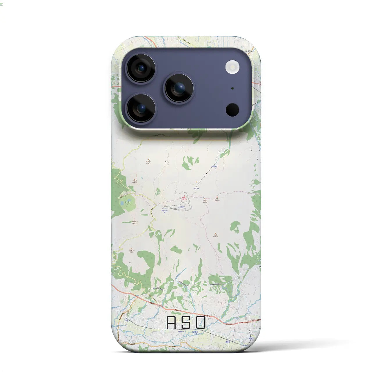 【阿蘇(熊本県)】地図柄iPhoneケース(バックカバータイプ)ブラック・iPhone 17 Pro Max 用