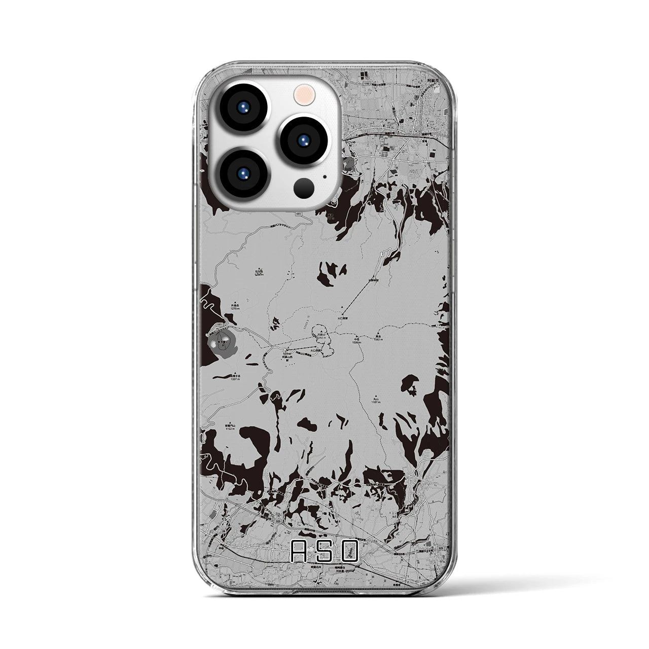 【阿蘇(熊本県)】地図柄iPhoneケース(クリアタイプ)