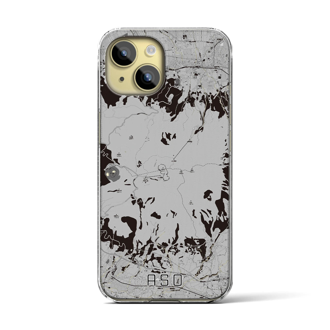 【阿蘇(熊本県)】地図柄iPhoneケース(クリアタイプ)