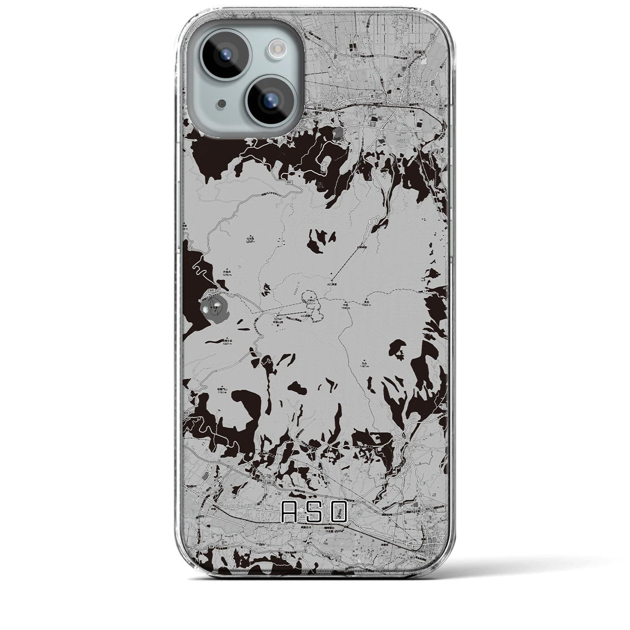 【阿蘇(熊本県)】地図柄iPhoneケース(クリアタイプ)