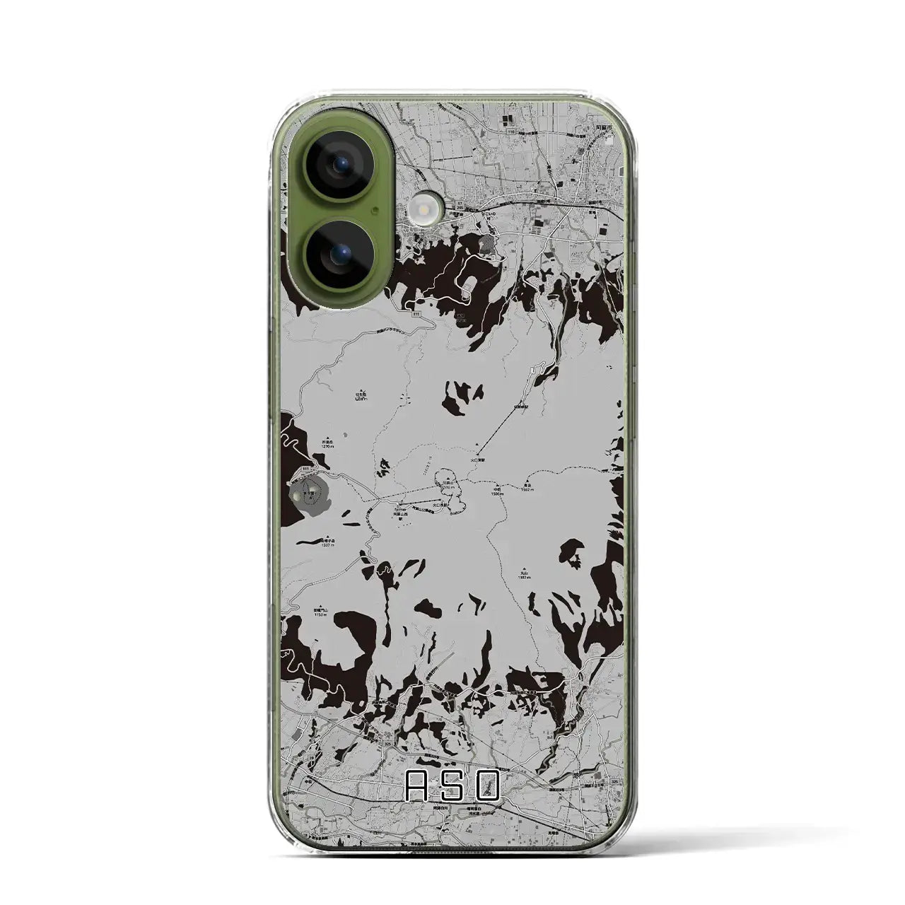 【阿蘇(熊本県)】地図柄iPhoneケース(クリアタイプ)