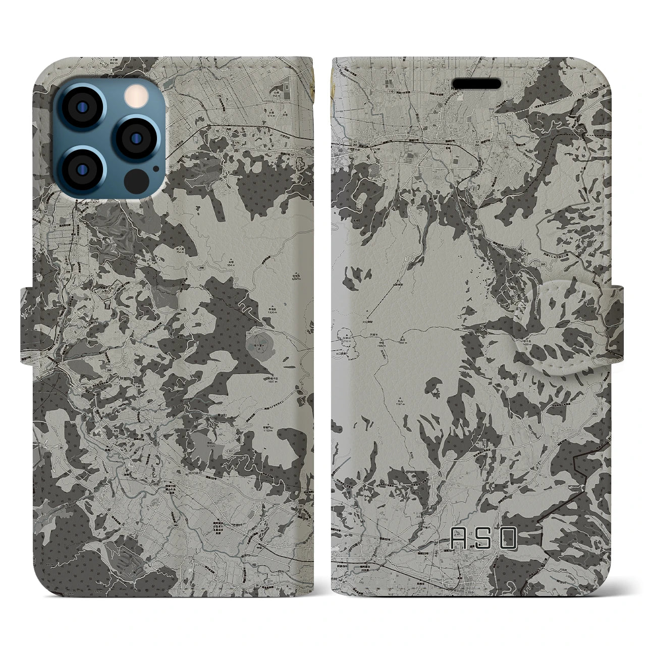 【阿蘇(熊本県)】地図柄iPhoneケース(手帳タイプ)