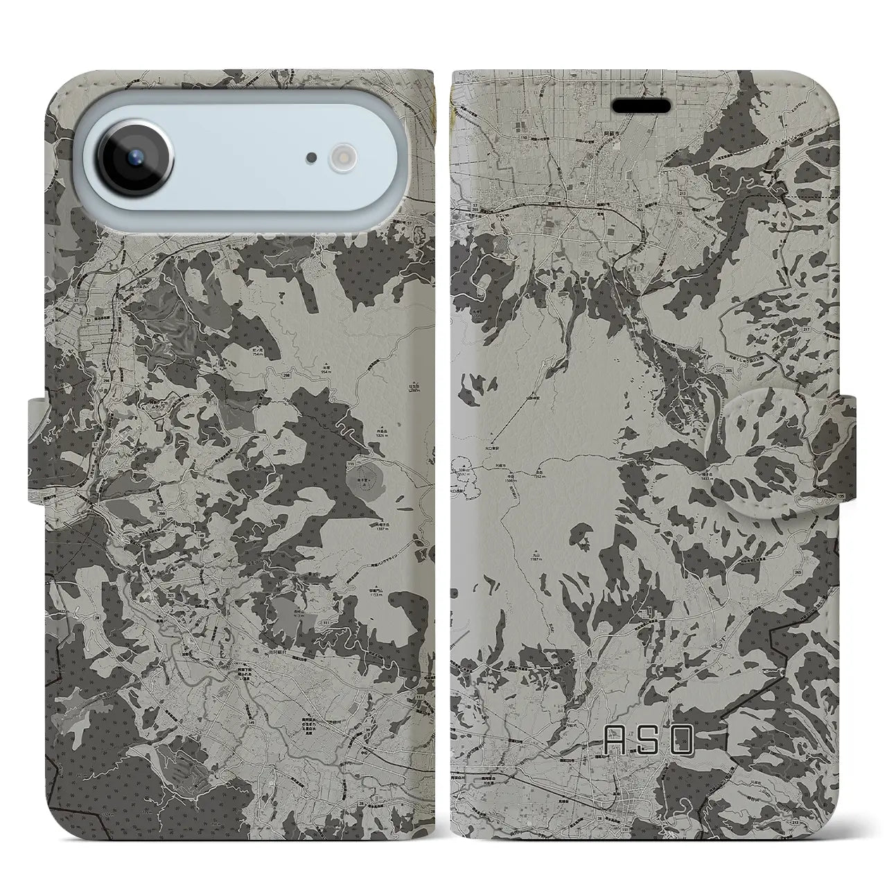 【阿蘇(熊本県)】地図柄iPhoneケース(手帳タイプ)