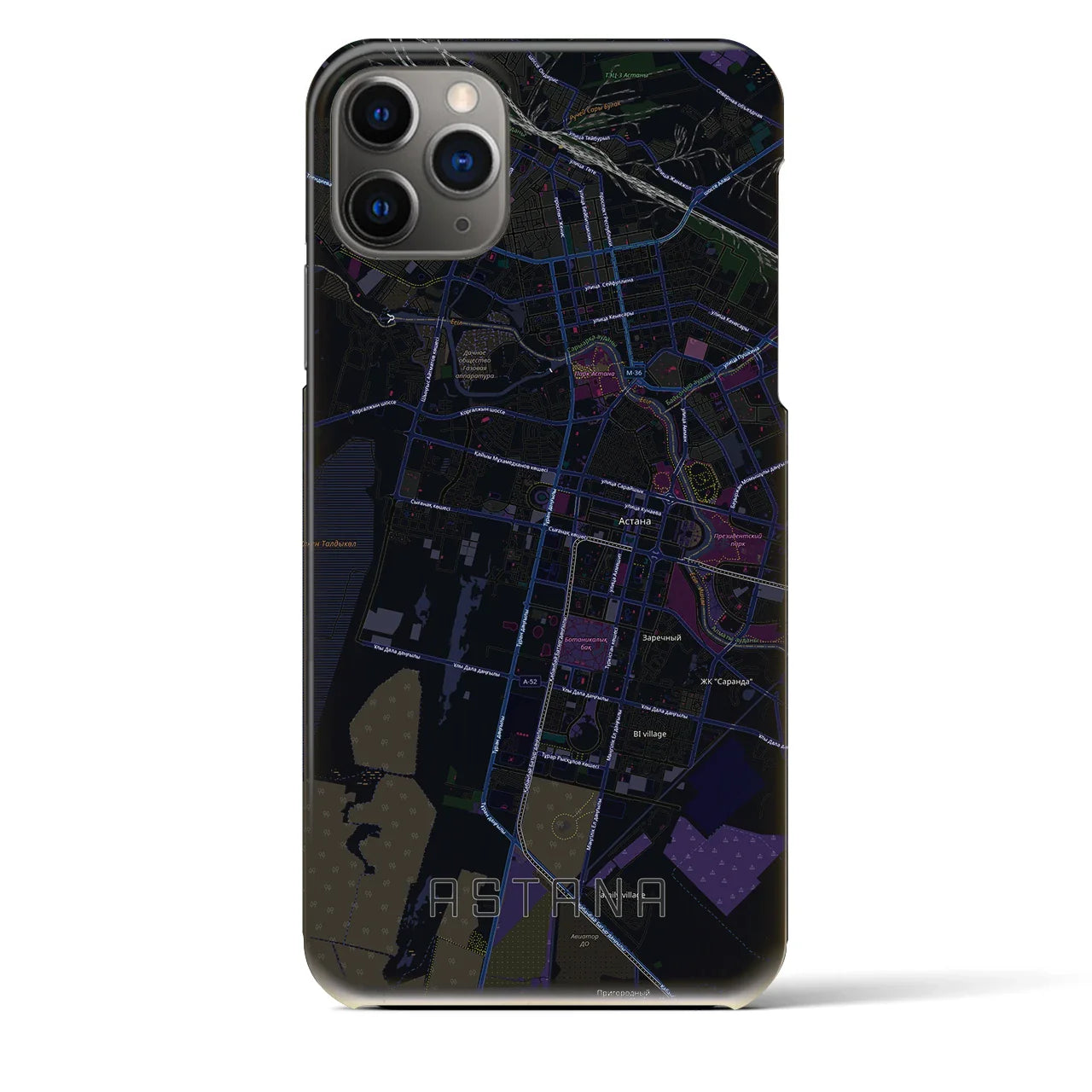 【アスタナ(カザフスタン)】地図柄iPhoneケース(バックカバータイプ)