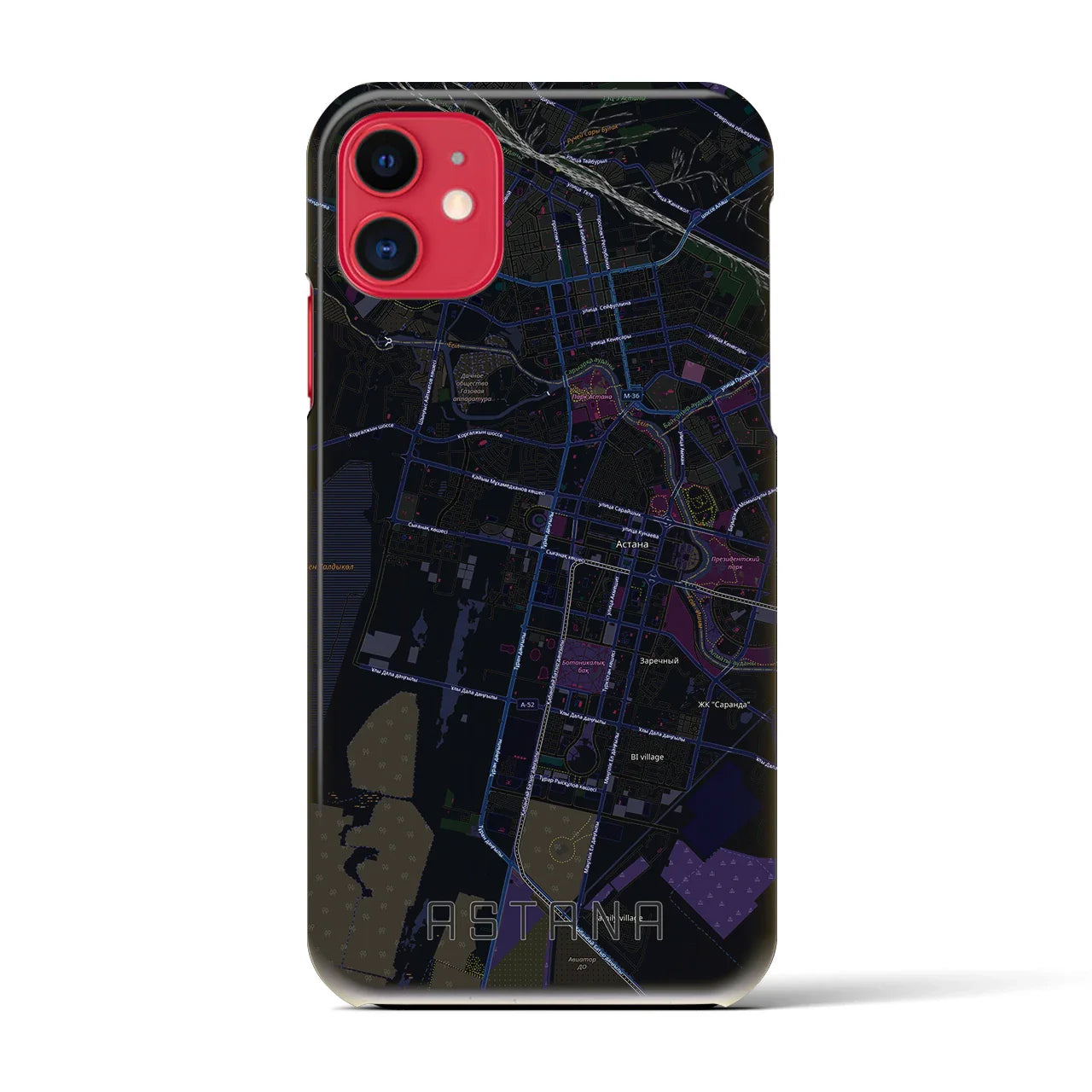 【アスタナ(カザフスタン)】地図柄iPhoneケース(バックカバータイプ)