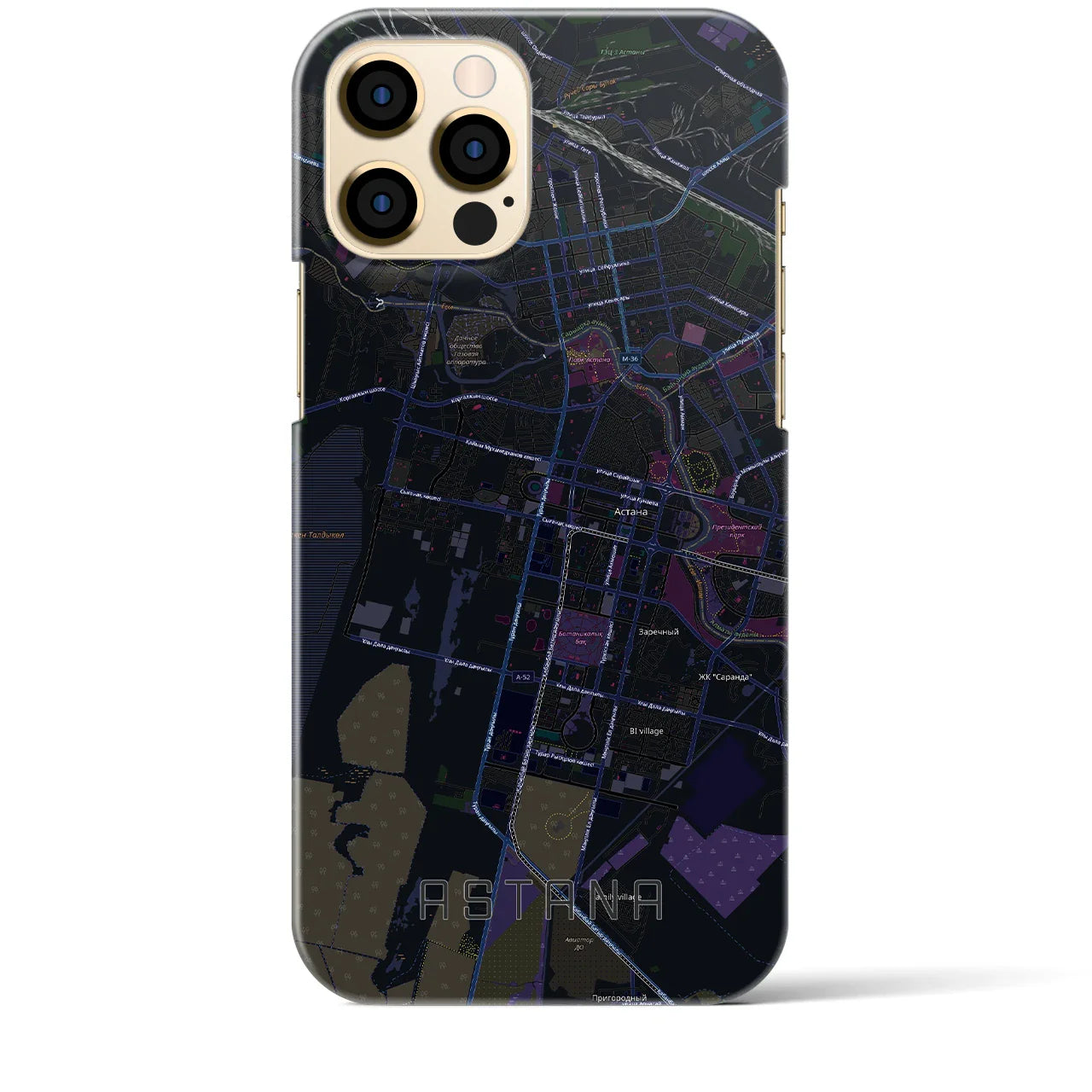 【アスタナ(カザフスタン)】地図柄iPhoneケース(バックカバータイプ)