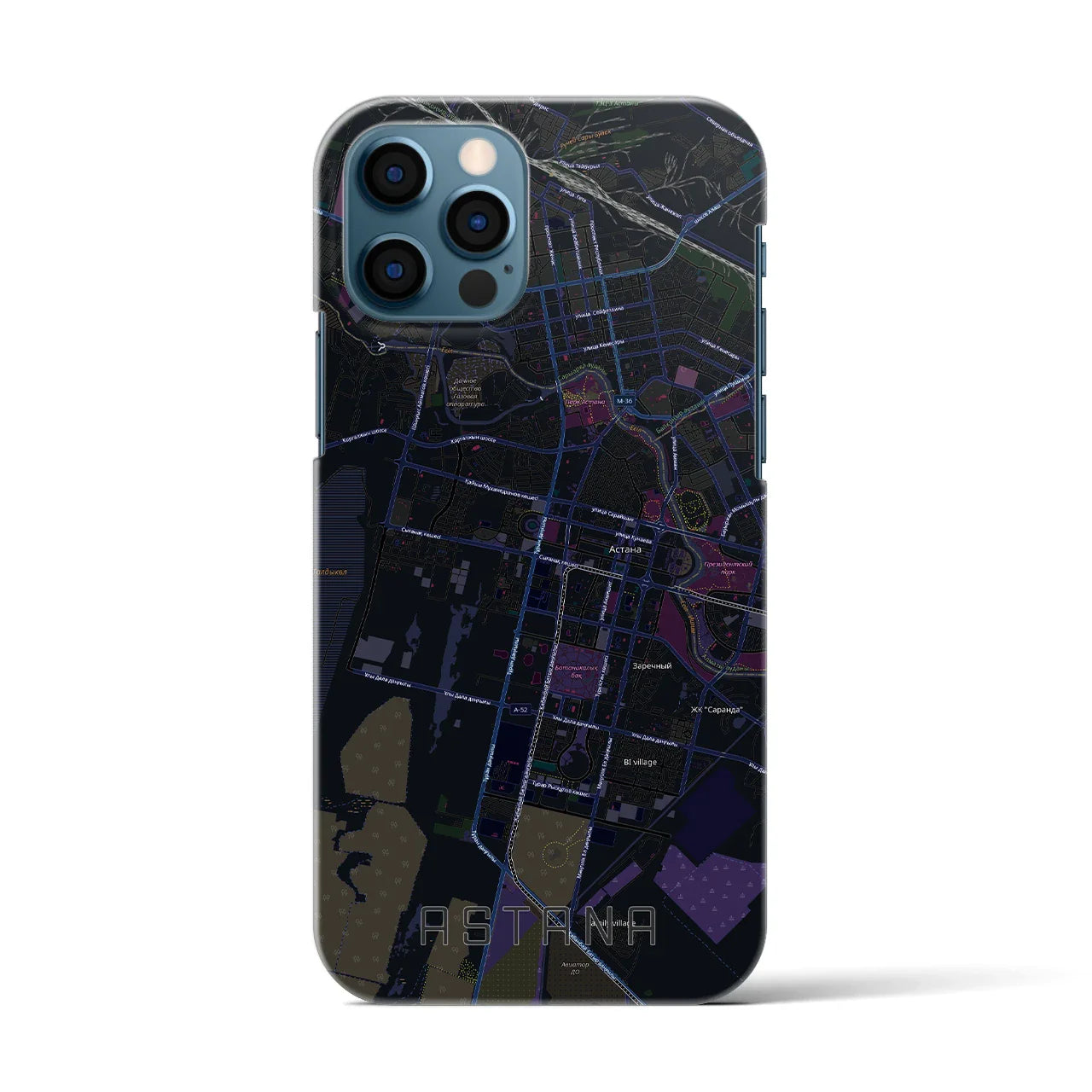 【アスタナ(カザフスタン)】地図柄iPhoneケース(バックカバータイプ)