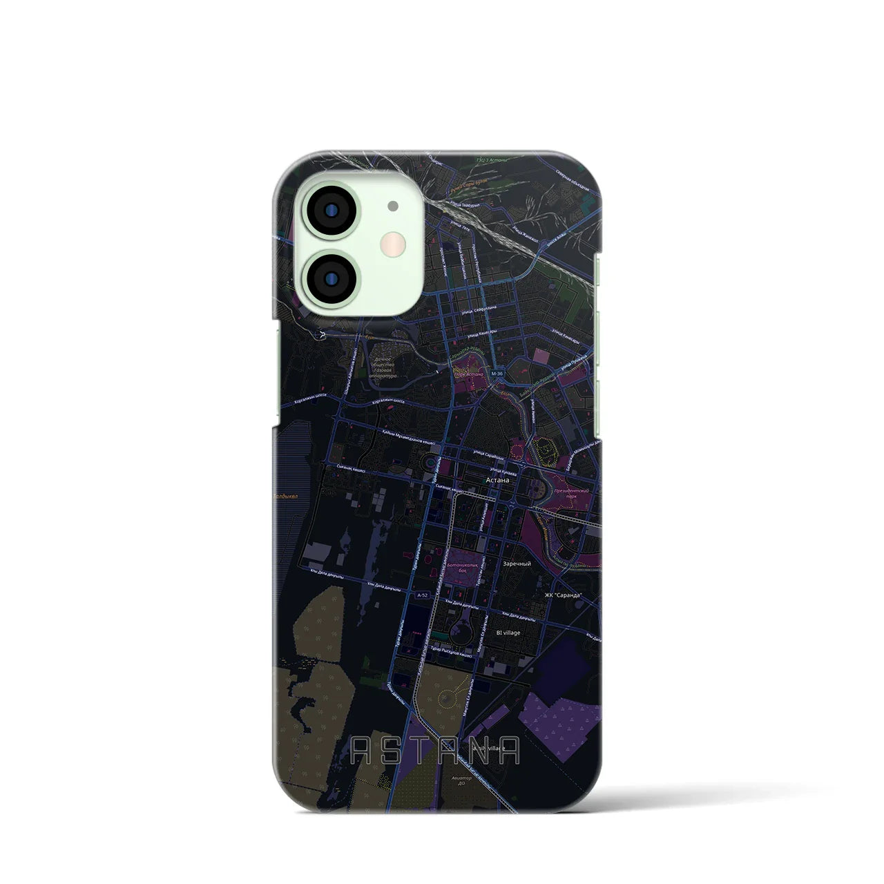 【アスタナ(カザフスタン)】地図柄iPhoneケース(バックカバータイプ)