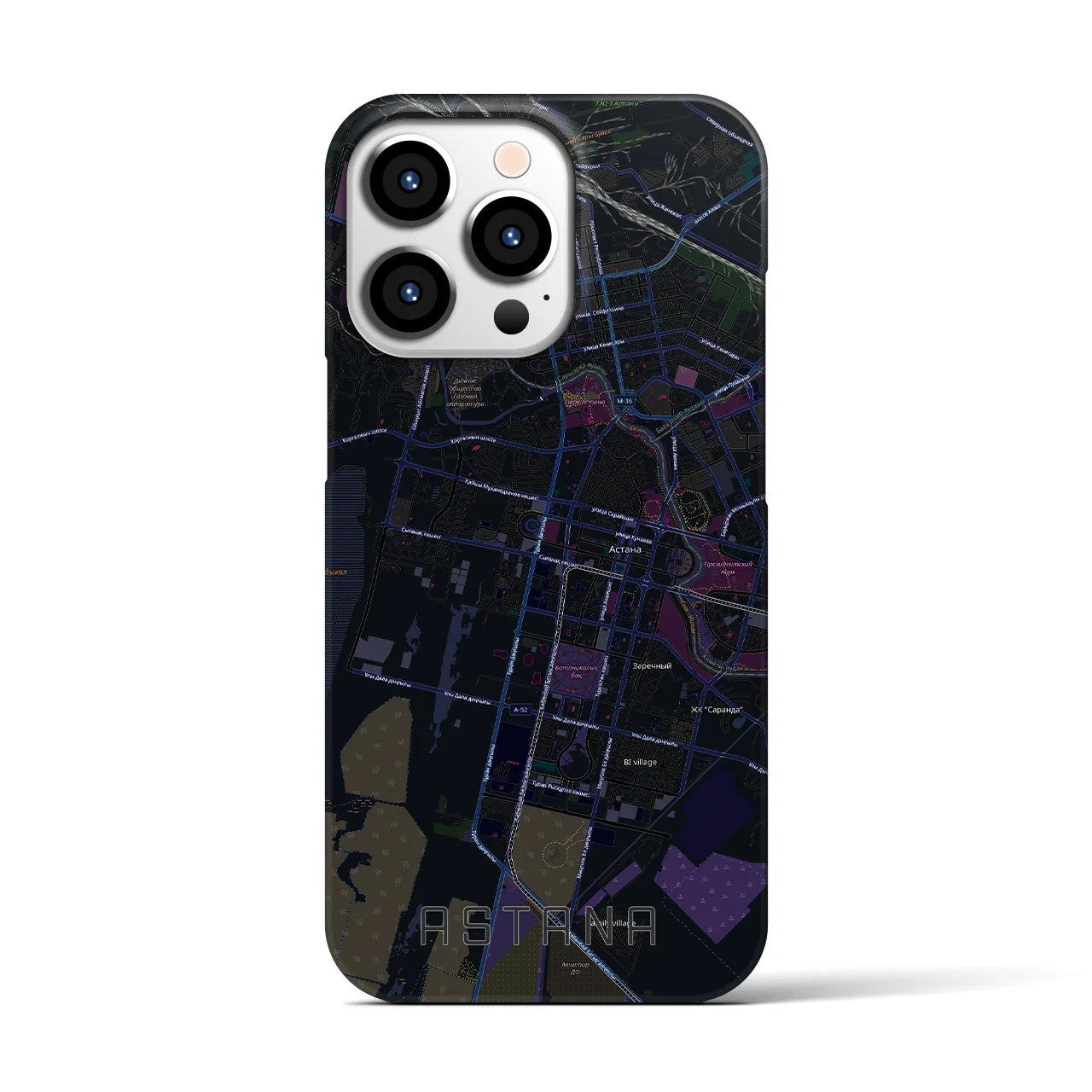 【アスタナ(カザフスタン)】地図柄iPhoneケース(バックカバータイプ)