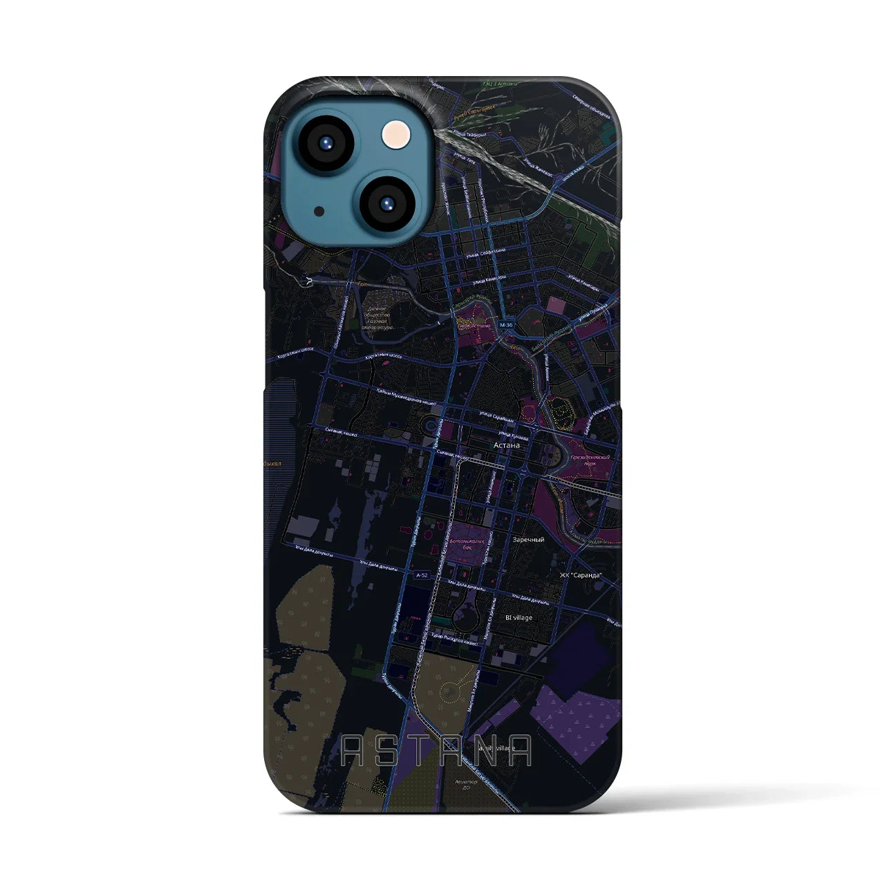 【アスタナ(カザフスタン)】地図柄iPhoneケース(バックカバータイプ)