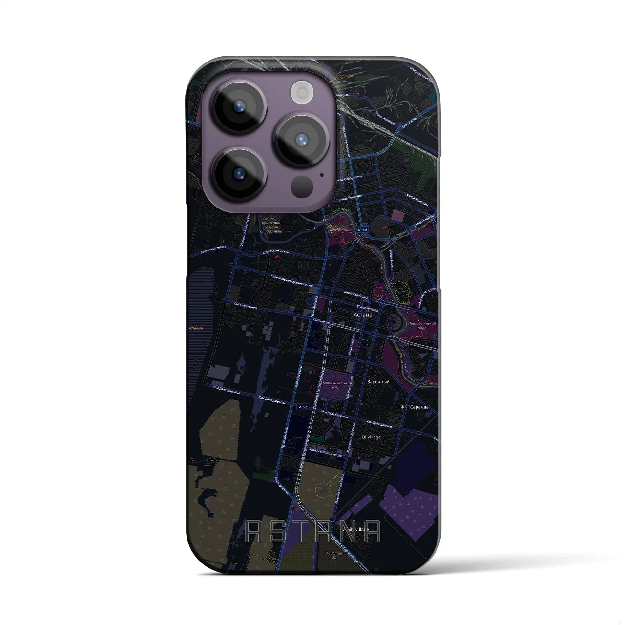 【アスタナ(カザフスタン)】地図柄iPhoneケース(バックカバータイプ)