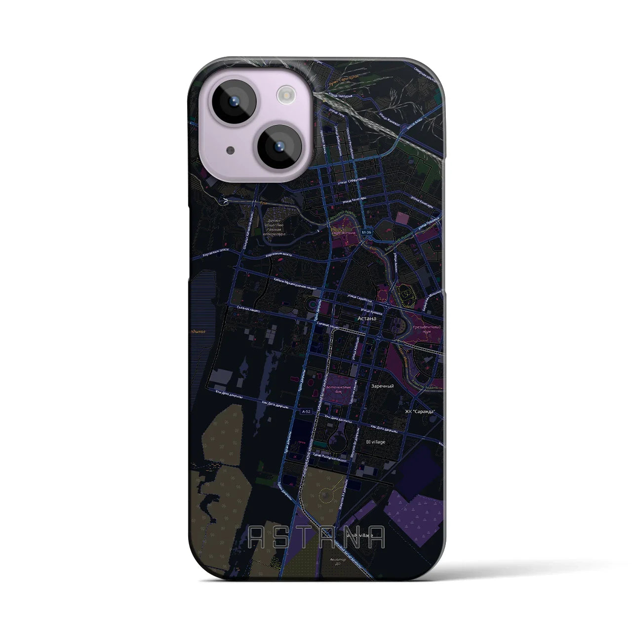 【アスタナ(カザフスタン)】地図柄iPhoneケース(バックカバータイプ)