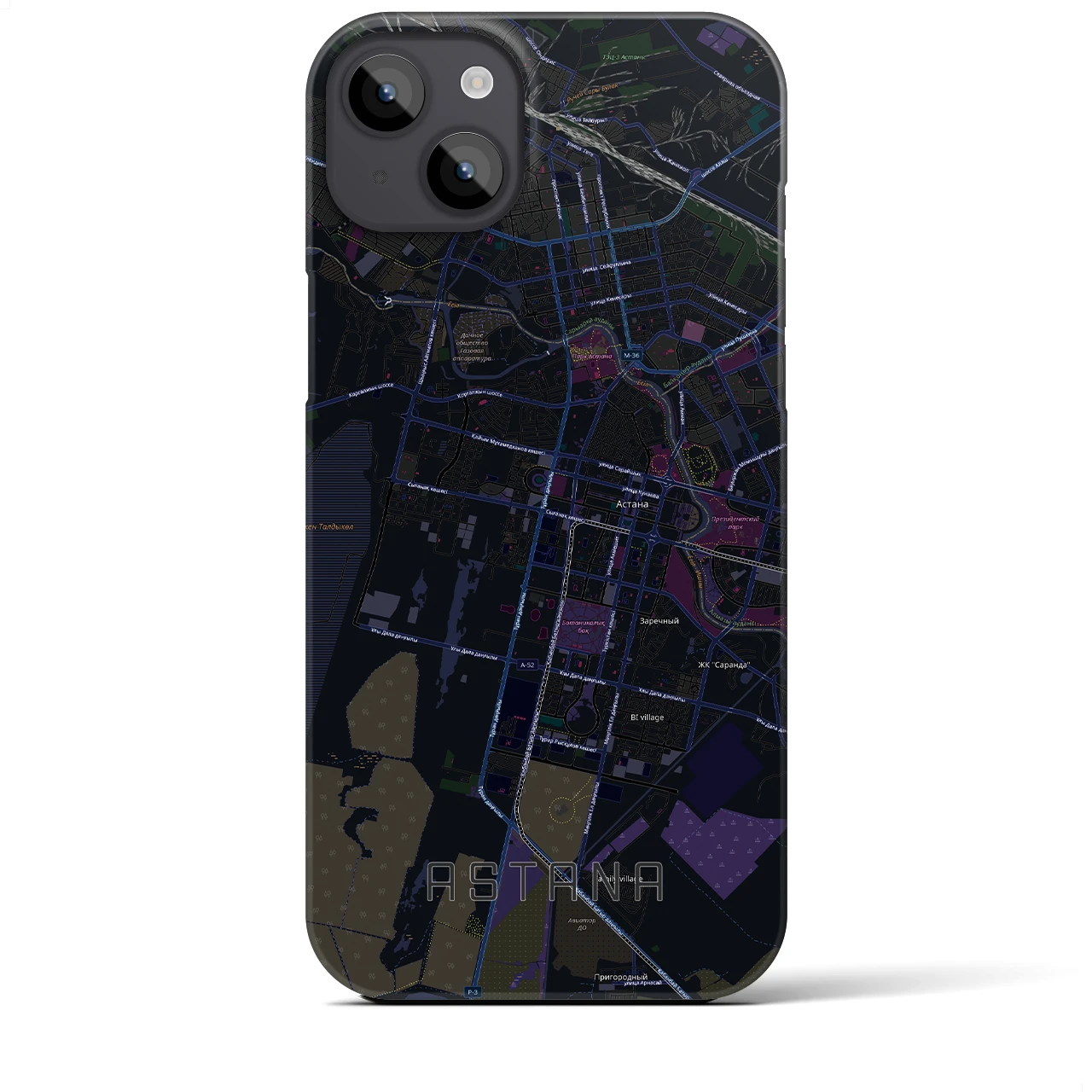 【アスタナ(カザフスタン)】地図柄iPhoneケース(バックカバータイプ)