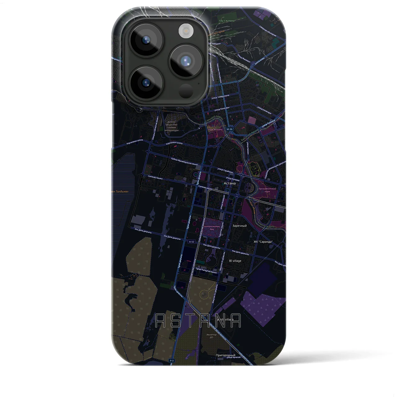 【アスタナ(カザフスタン)】地図柄iPhoneケース(バックカバータイプ)