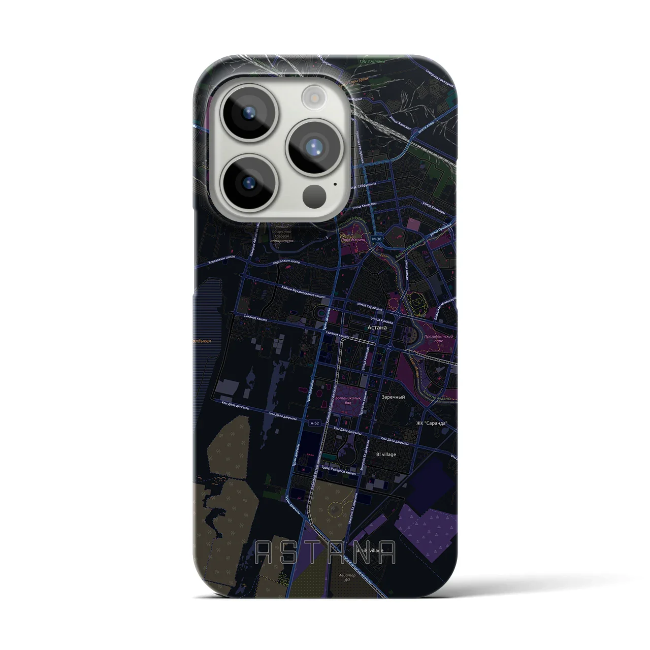 【アスタナ(カザフスタン)】地図柄iPhoneケース(バックカバータイプ)