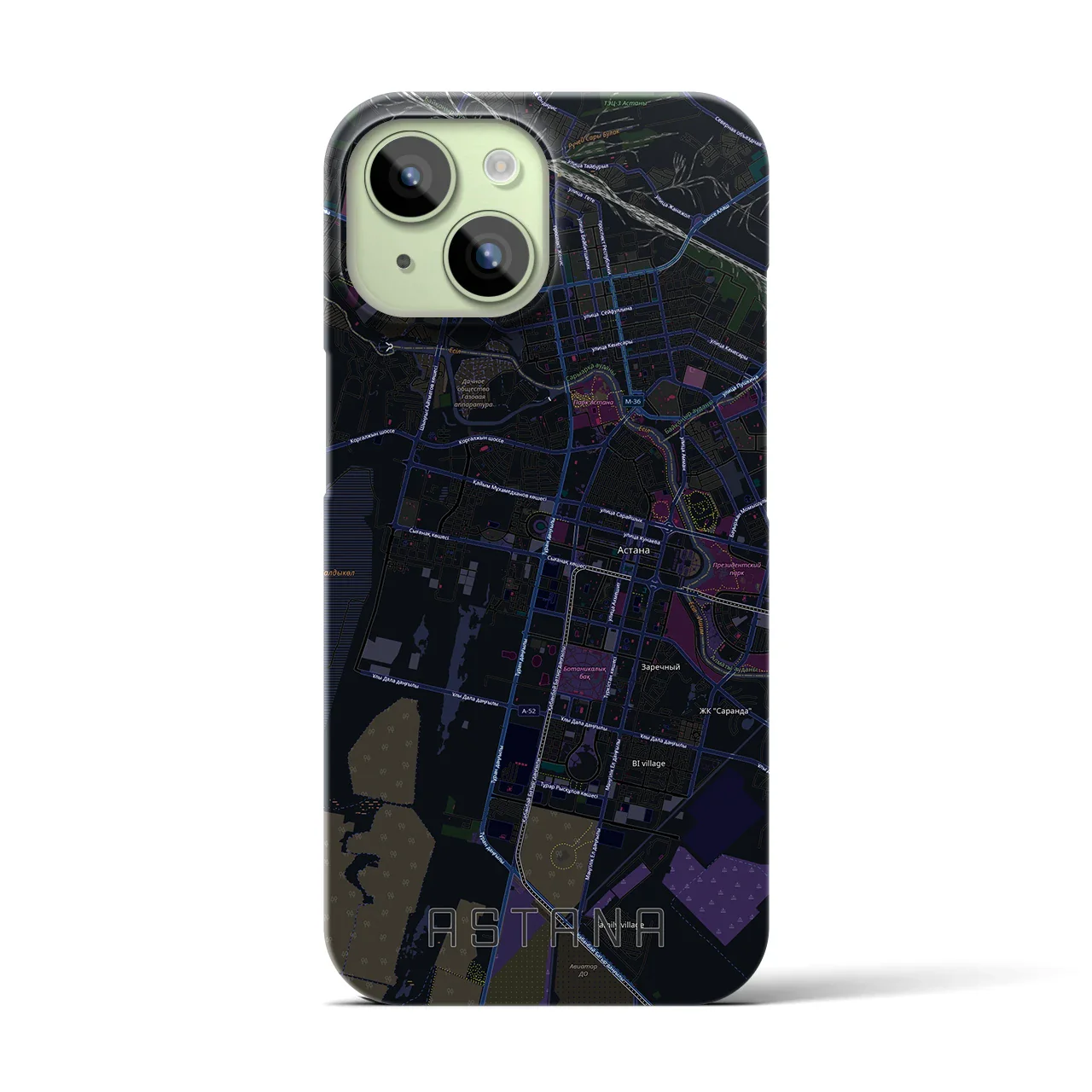 【アスタナ(カザフスタン)】地図柄iPhoneケース(バックカバータイプ)