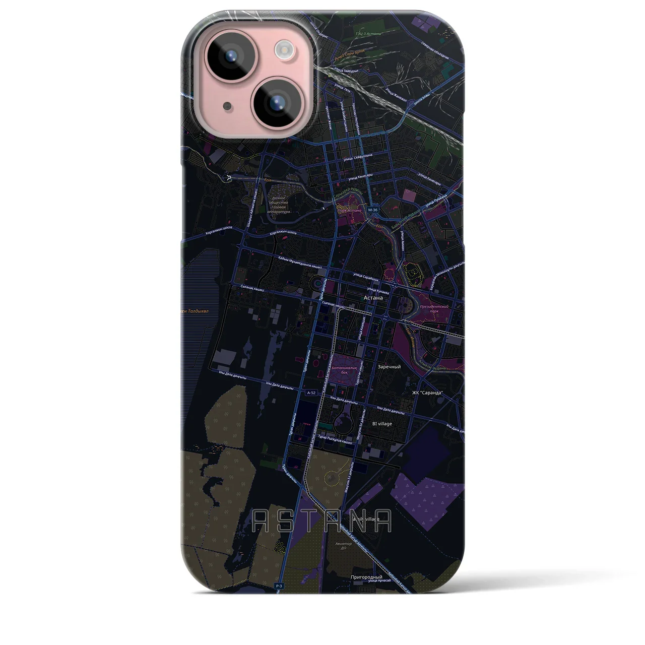 【アスタナ(カザフスタン)】地図柄iPhoneケース(バックカバータイプ)
