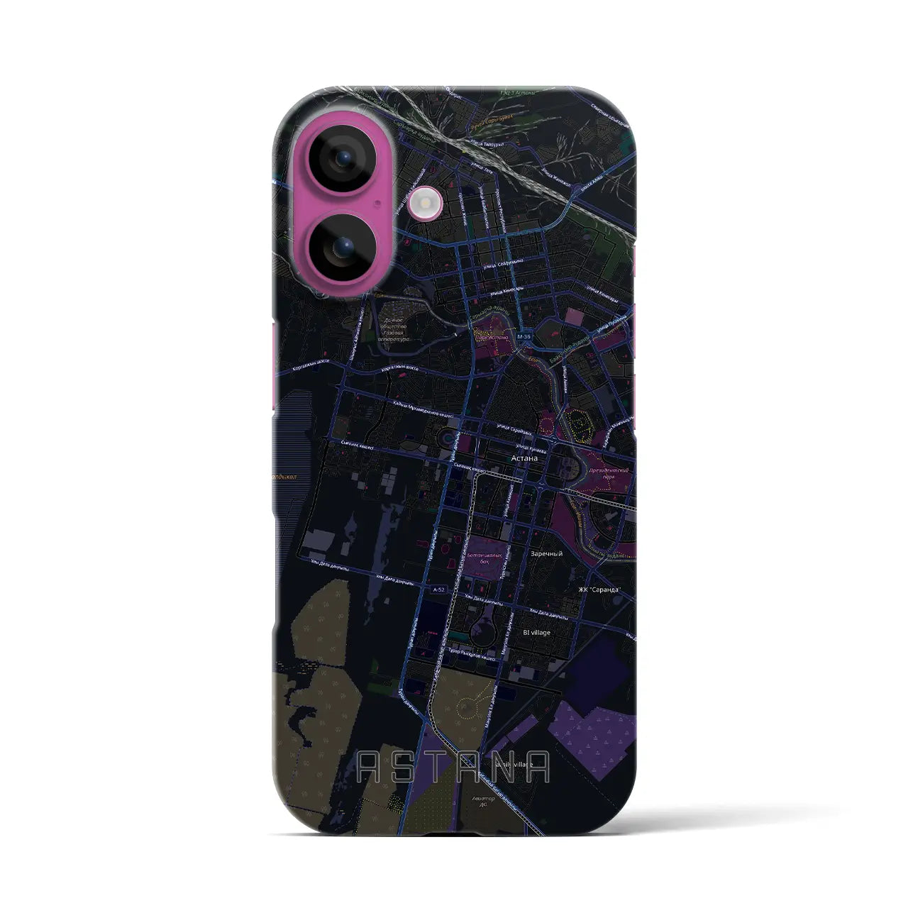 【アスタナ(カザフスタン)】地図柄iPhoneケース(バックカバータイプ)