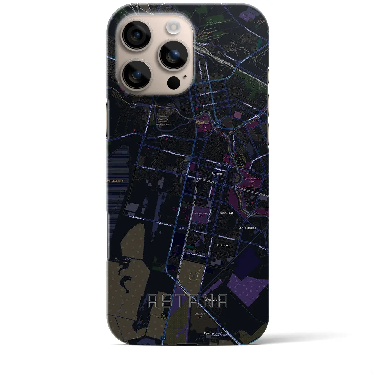 【アスタナ(カザフスタン)】地図柄iPhoneケース(バックカバータイプ)