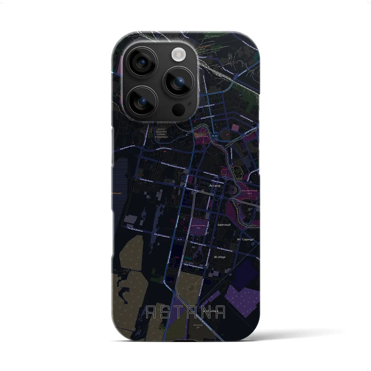 【アスタナ(カザフスタン)】地図柄iPhoneケース(バックカバータイプ)