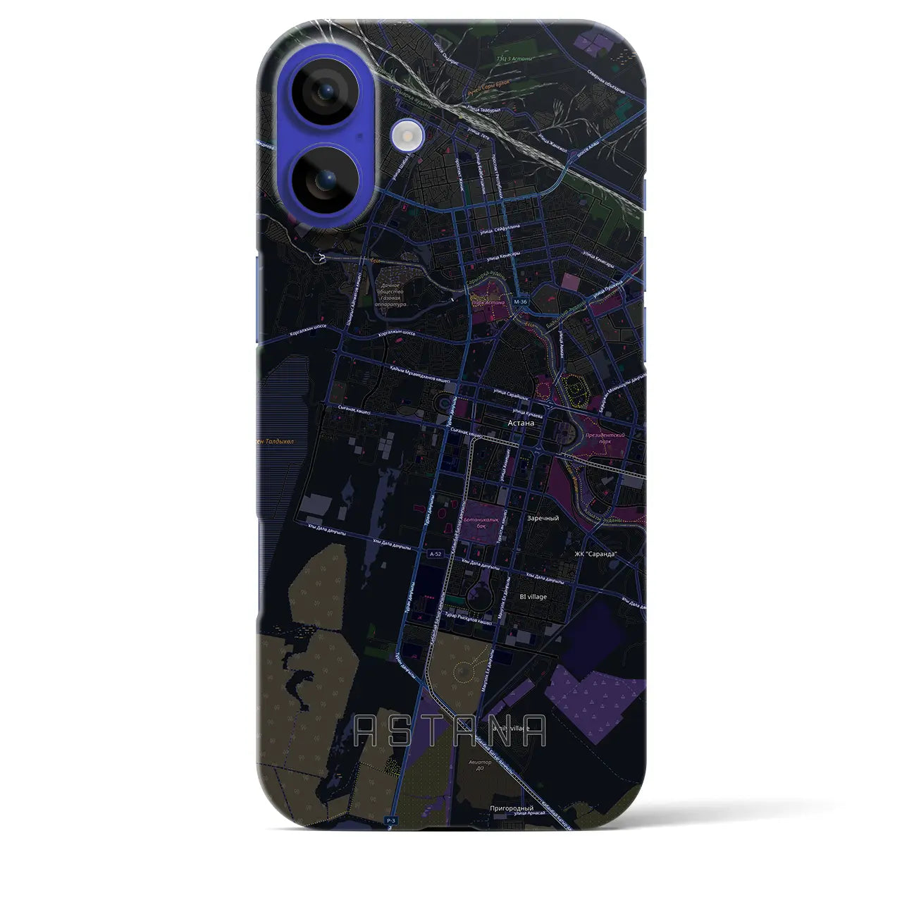 【アスタナ(カザフスタン)】地図柄iPhoneケース(バックカバータイプ)