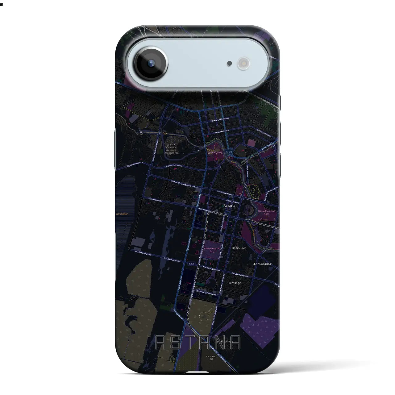 【アスタナ(カザフスタン)】地図柄iPhoneケース(バックカバータイプ)