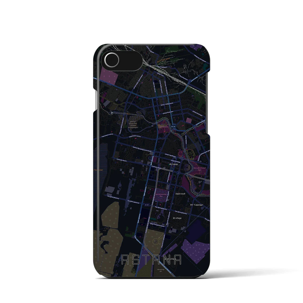 【アスタナ(カザフスタン)】地図柄iPhoneケース(バックカバータイプ)