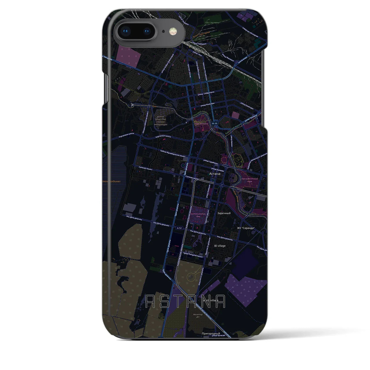 【アスタナ(カザフスタン)】地図柄iPhoneケース(バックカバータイプ)