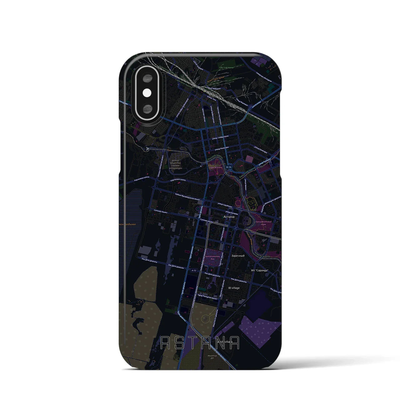【アスタナ(カザフスタン)】地図柄iPhoneケース(バックカバータイプ)