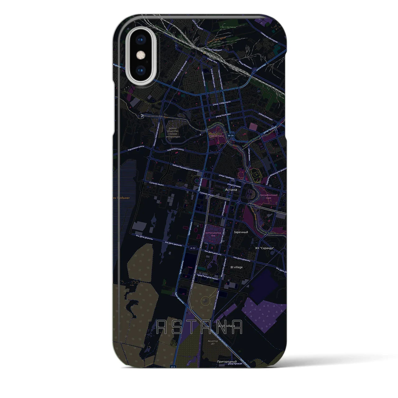 【アスタナ(カザフスタン)】地図柄iPhoneケース(バックカバータイプ)