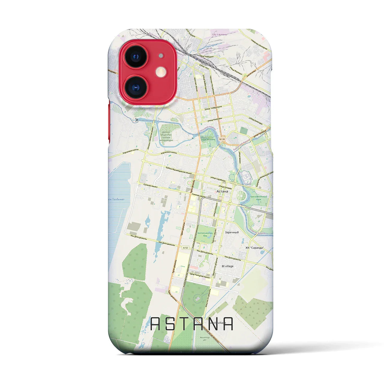 【アスタナ(カザフスタン)】地図柄iPhoneケース(バックカバータイプ)