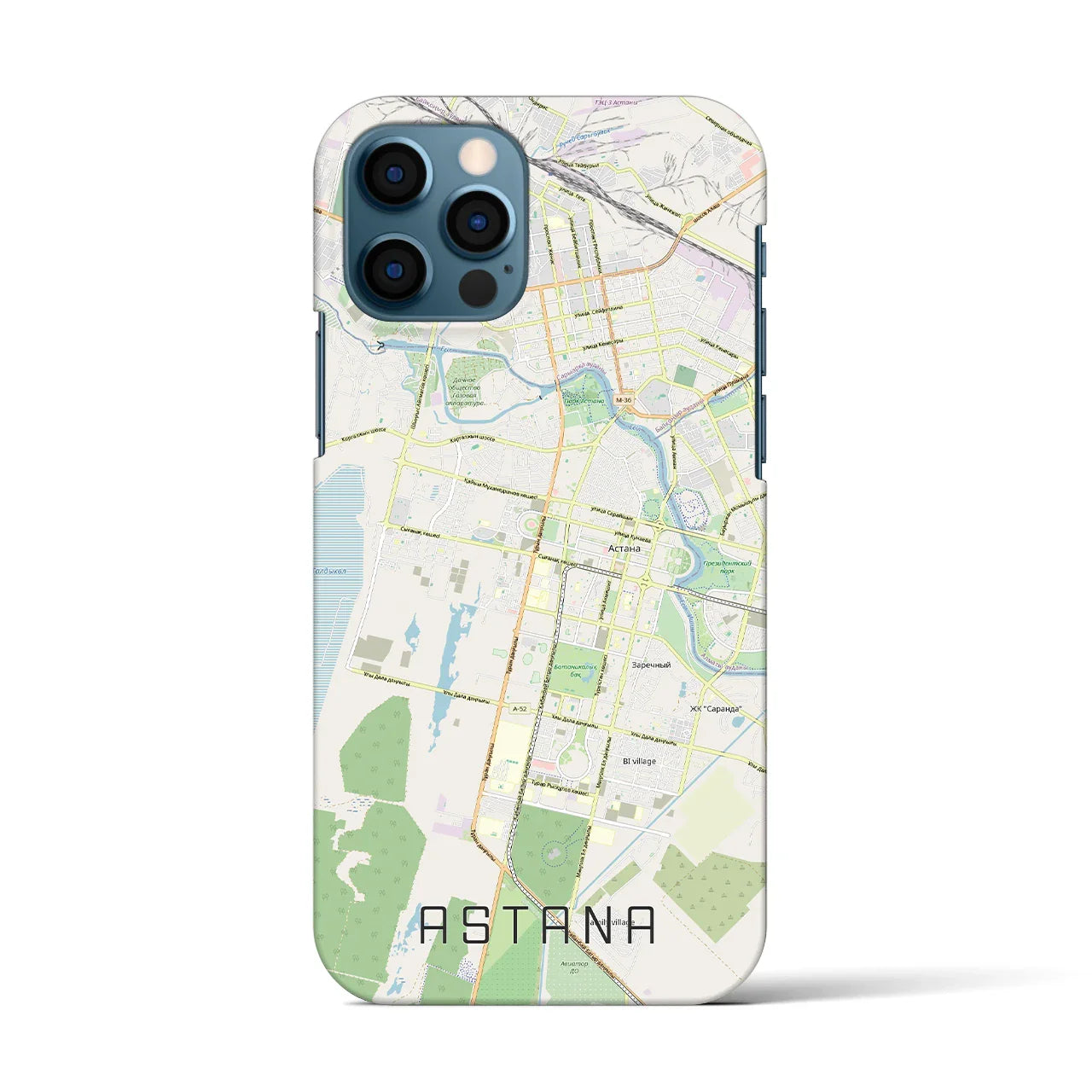 【アスタナ(カザフスタン)】地図柄iPhoneケース(バックカバータイプ)