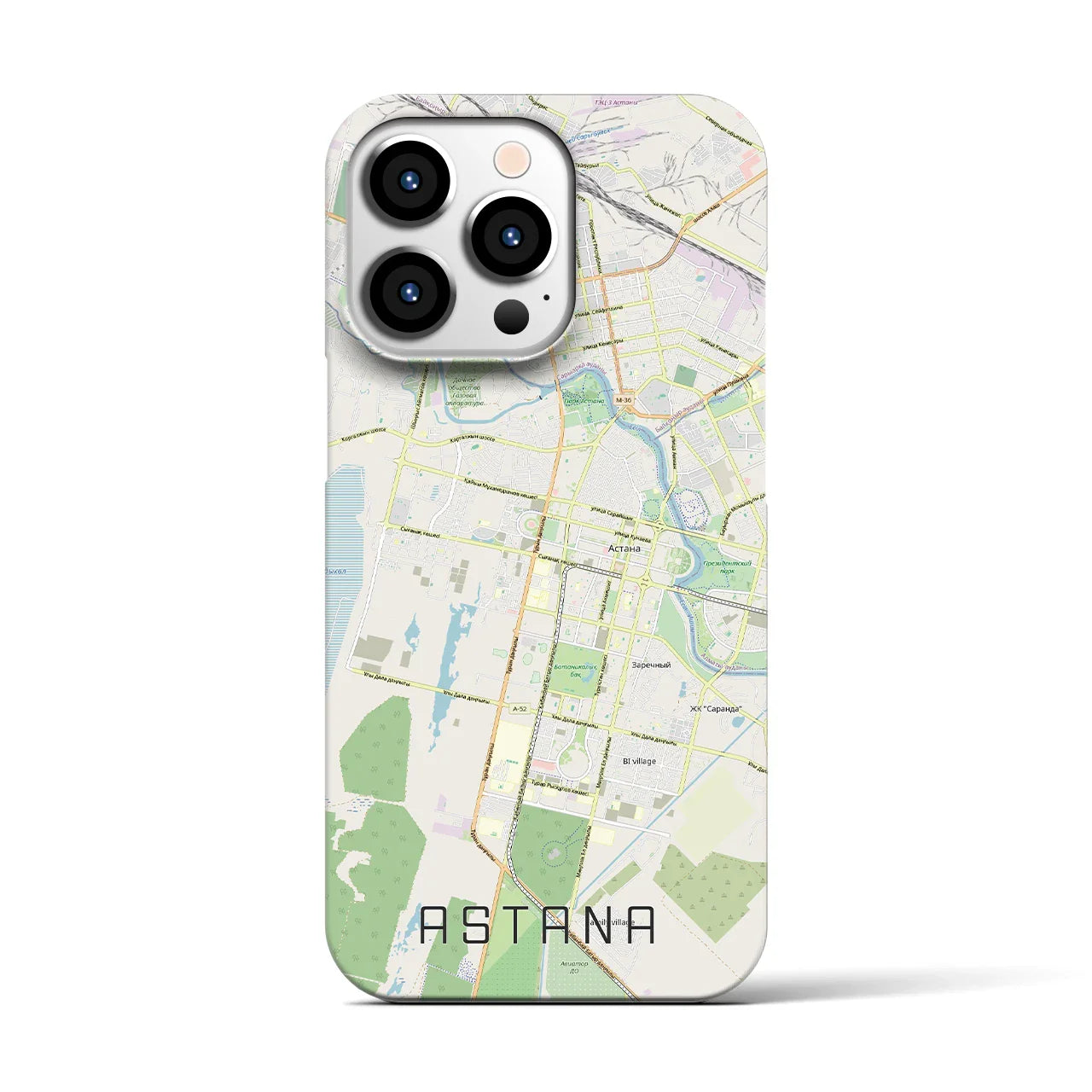 【アスタナ(カザフスタン)】地図柄iPhoneケース(バックカバータイプ)