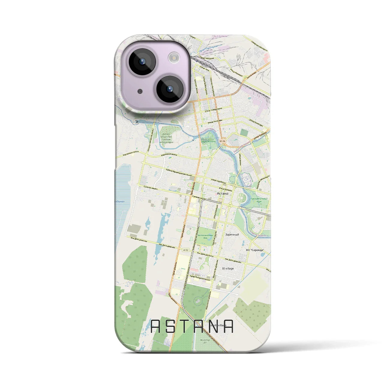 【アスタナ(カザフスタン)】地図柄iPhoneケース(バックカバータイプ)