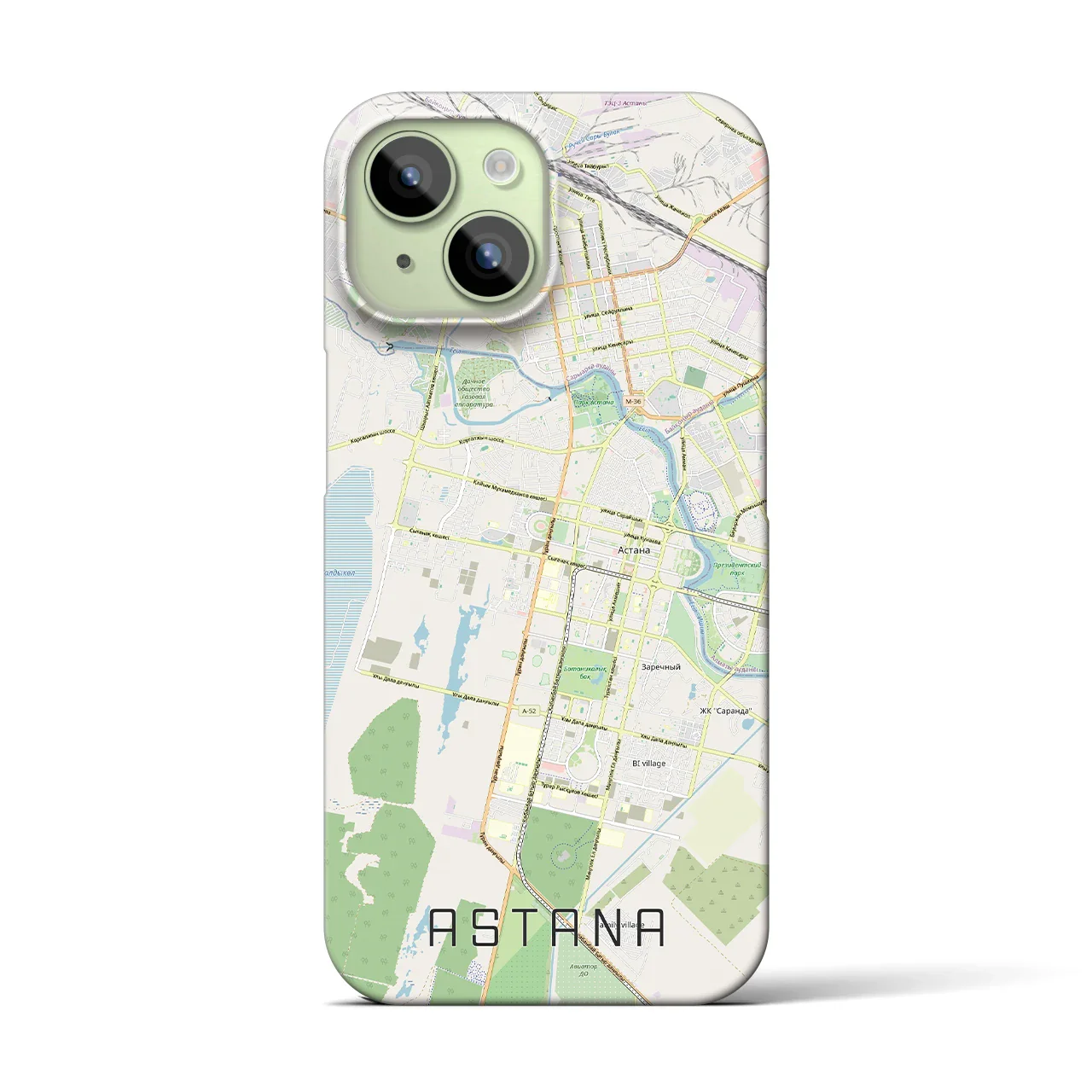 【アスタナ(カザフスタン)】地図柄iPhoneケース(バックカバータイプ)