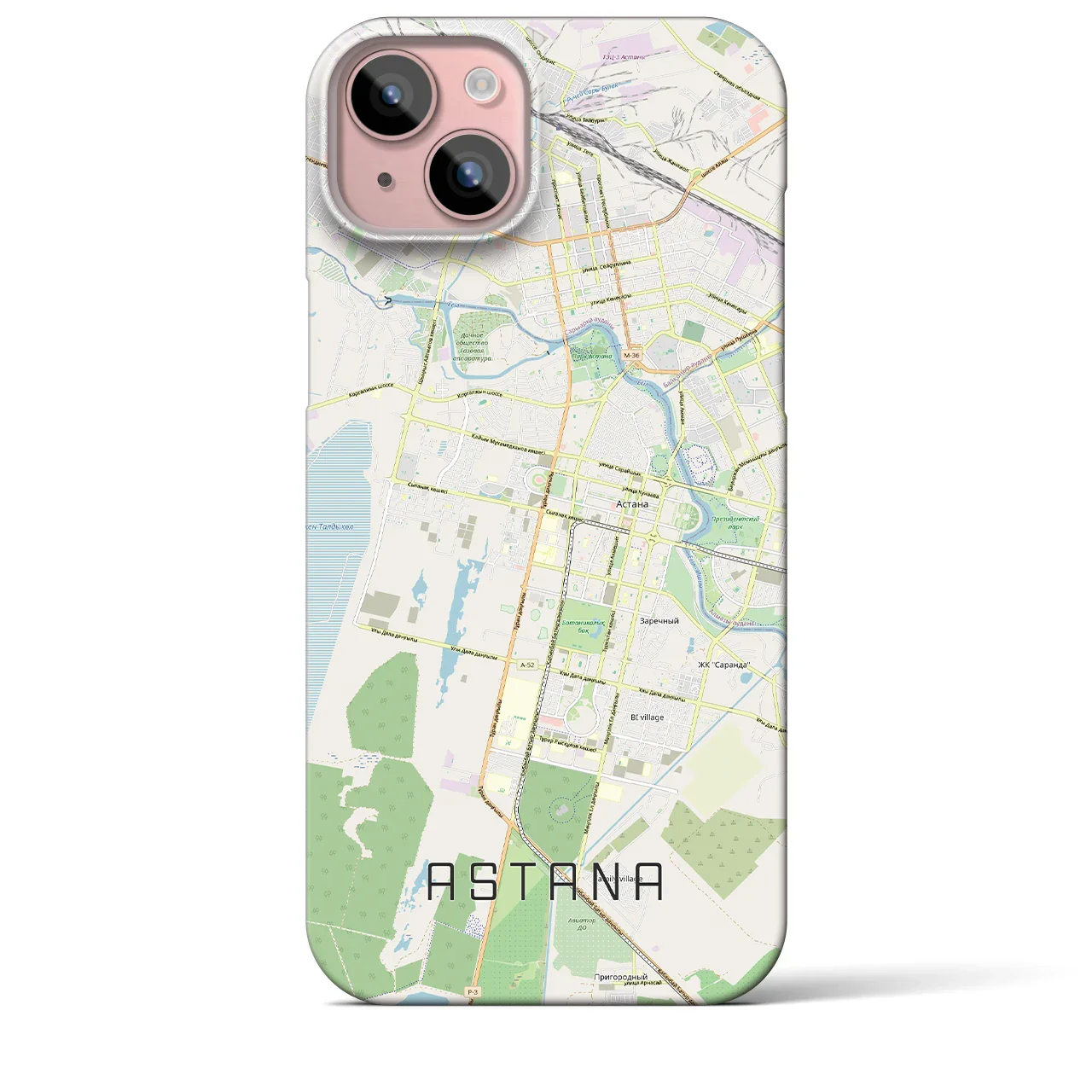 【アスタナ(カザフスタン)】地図柄iPhoneケース(バックカバータイプ)