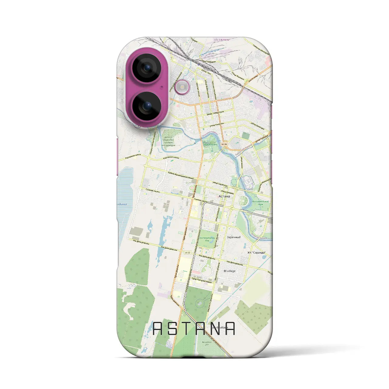 【アスタナ(カザフスタン)】地図柄iPhoneケース(バックカバータイプ)