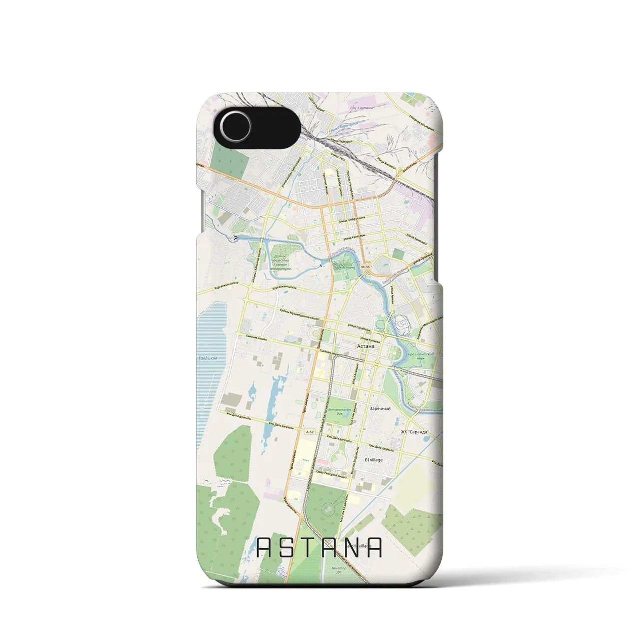 【アスタナ(カザフスタン)】地図柄iPhoneケース(バックカバータイプ)