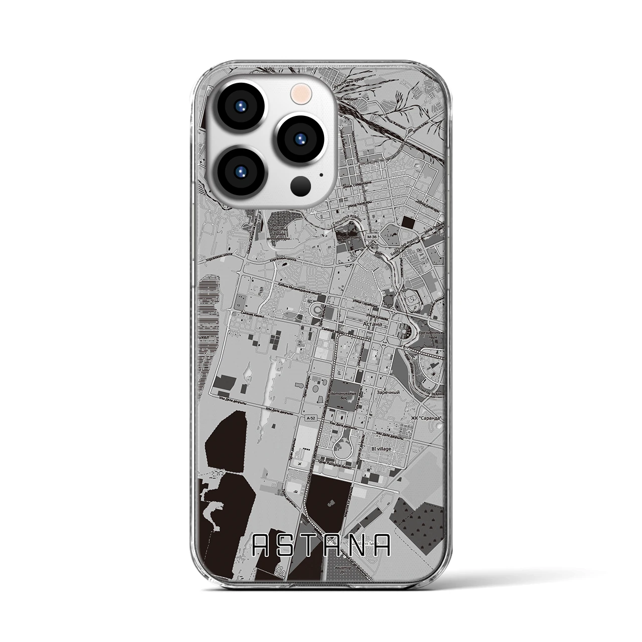 【アスタナ(カザフスタン)】地図柄iPhoneケース(クリアタイプ)