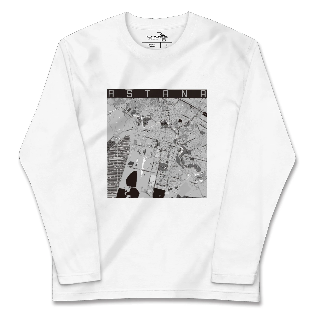 【アスタナ(カザフスタン)】地図柄ロングスリーブTシャツ