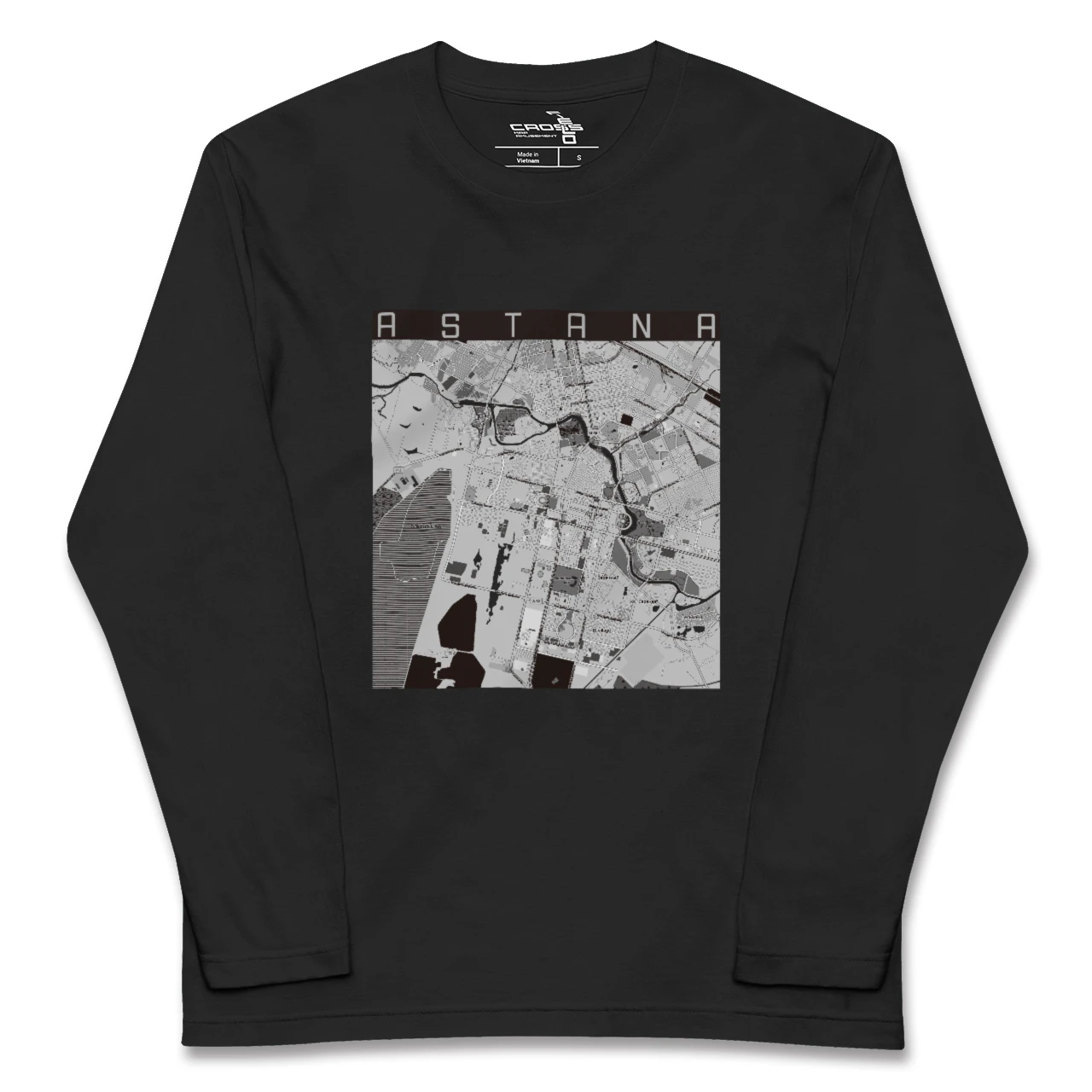 【アスタナ(カザフスタン)】地図柄ロングスリーブTシャツ