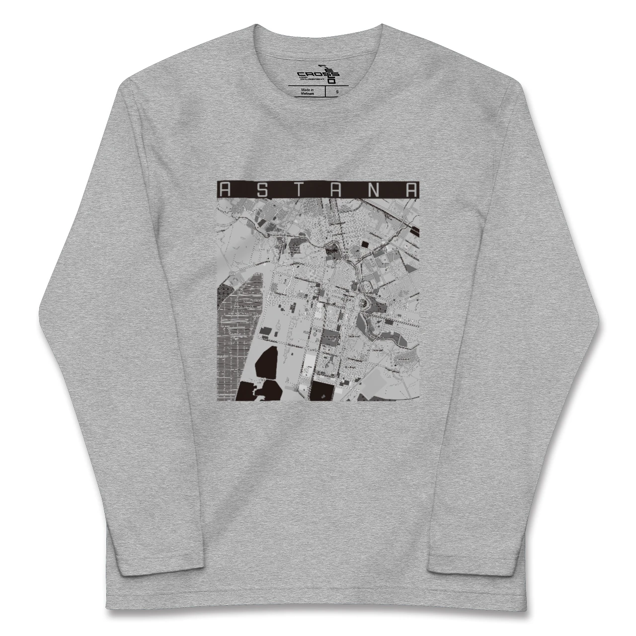 【アスタナ(カザフスタン)】地図柄ロングスリーブTシャツ