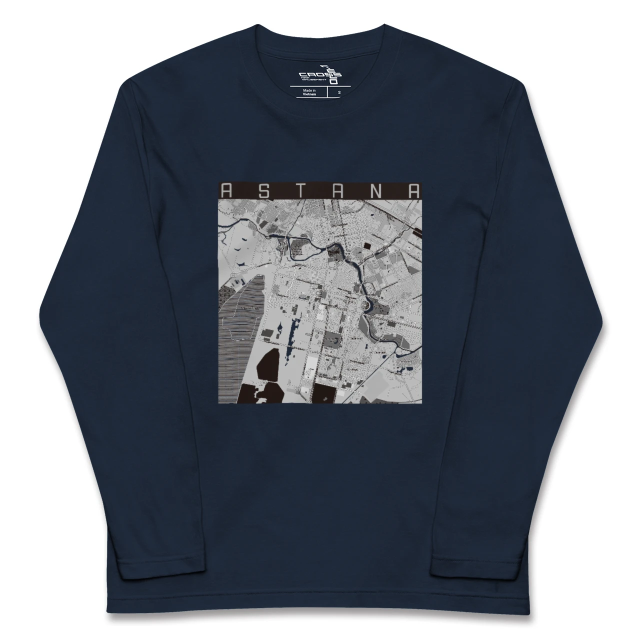 【アスタナ(カザフスタン)】地図柄ロングスリーブTシャツ