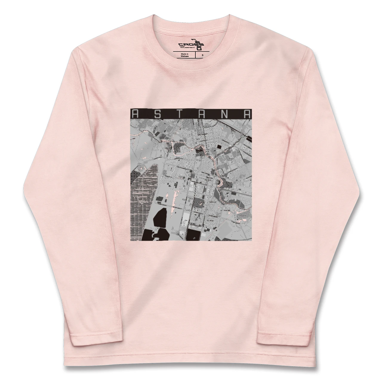 【アスタナ(カザフスタン)】地図柄ロングスリーブTシャツ