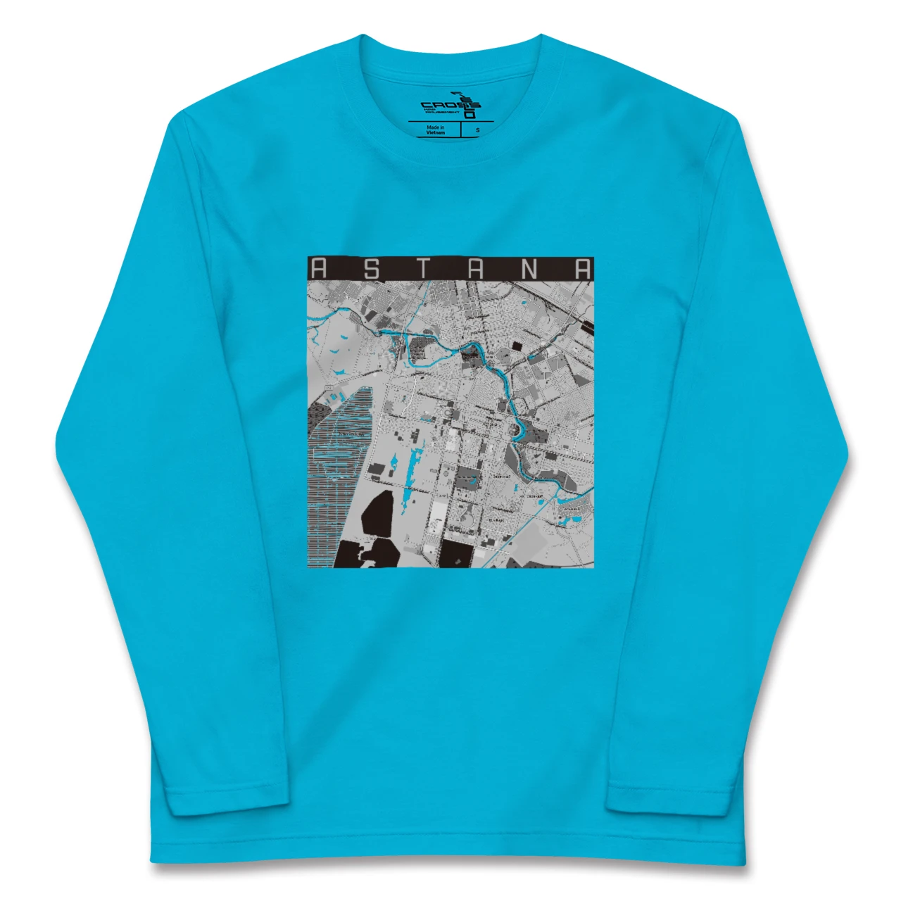 【アスタナ(カザフスタン)】地図柄ロングスリーブTシャツ