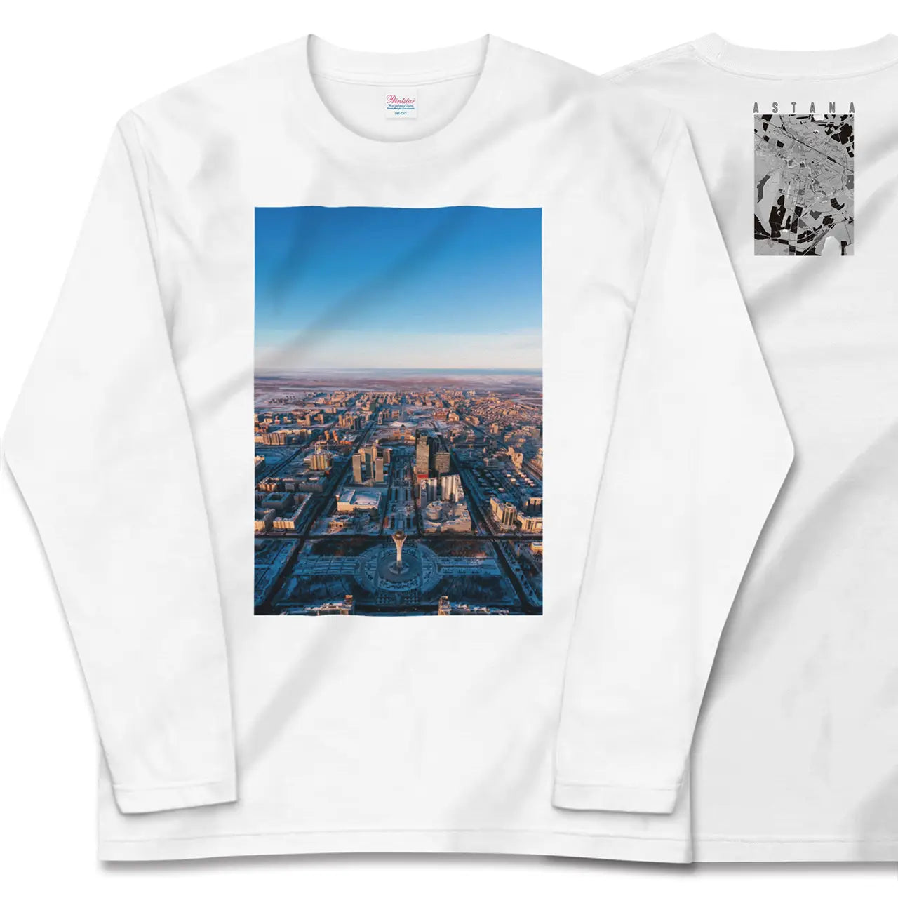 【アスタナ(カザフスタン)】Map World ロングスリーブTシャツ