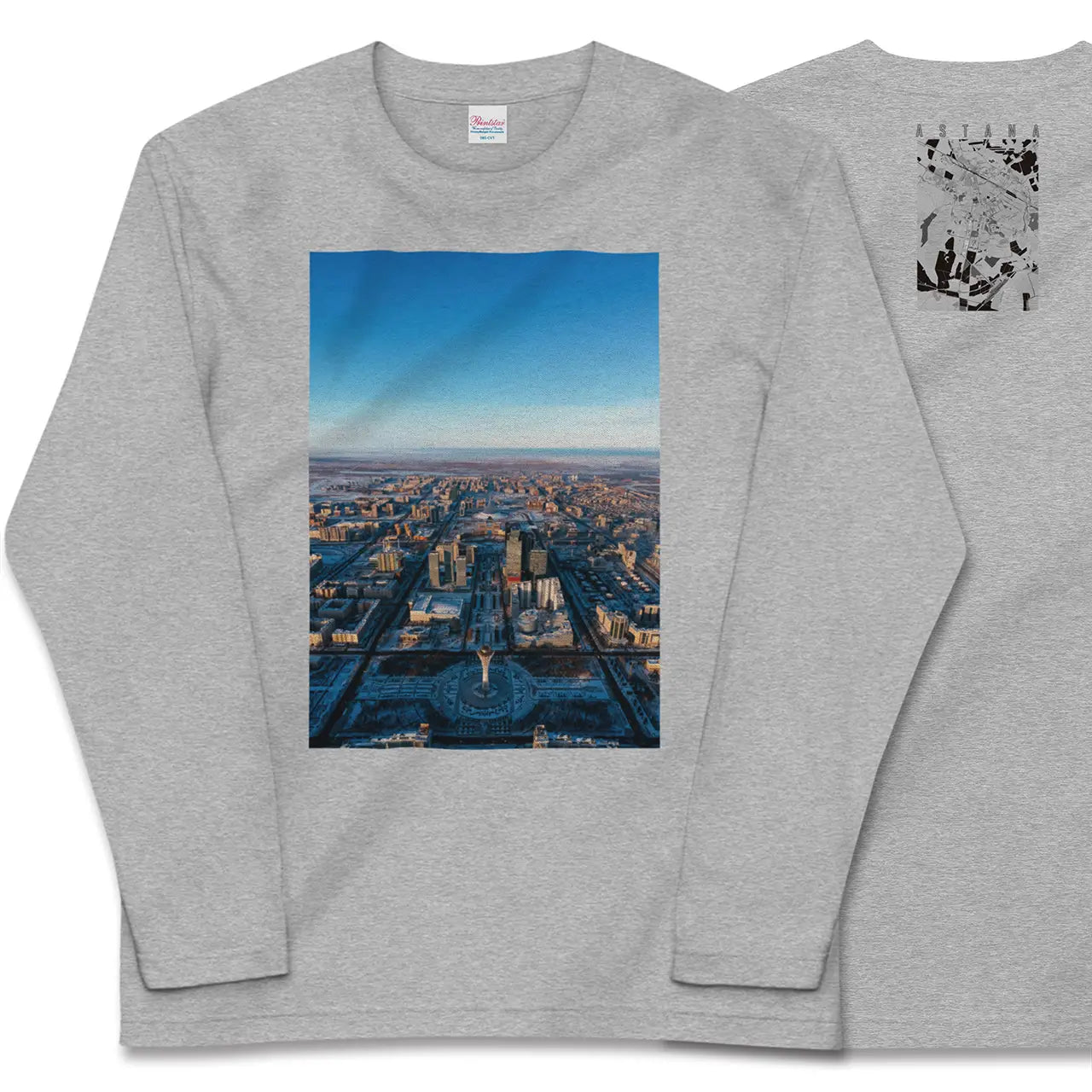 【アスタナ(カザフスタン)】Map World ロングスリーブTシャツ