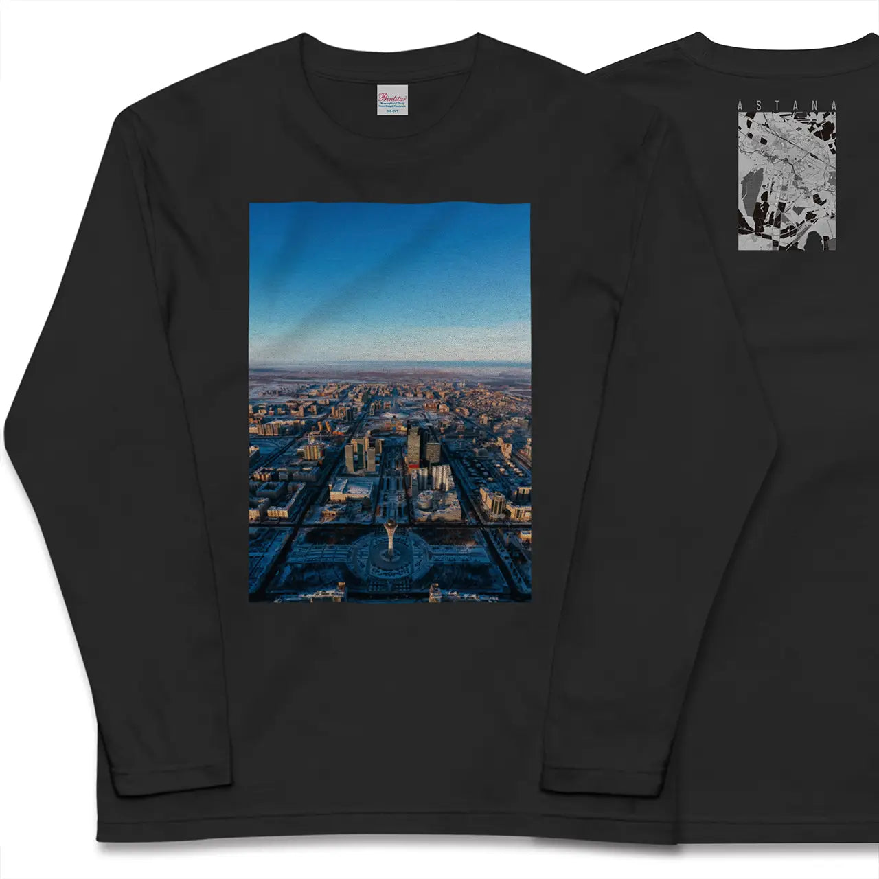 【アスタナ(カザフスタン)】Map World ロングスリーブTシャツ