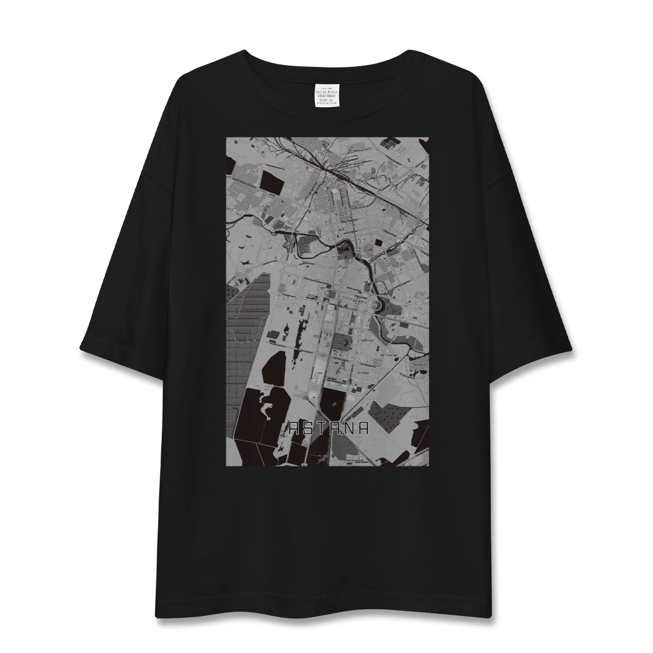 【アスタナ(カザフスタン)】地図柄ビッグシルエットTシャツ