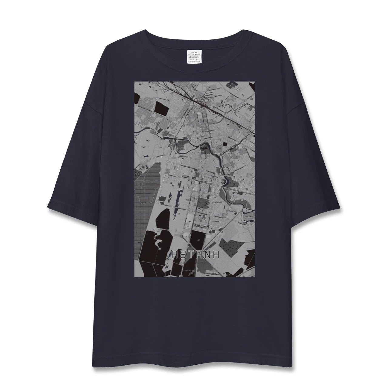 【アスタナ(カザフスタン)】地図柄ビッグシルエットTシャツ
